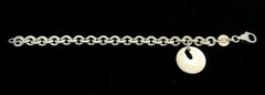 Movado Vintage Sterling Silver Rolo Link Cable Chain Bracelet 7 ¾" w/Heart Charm