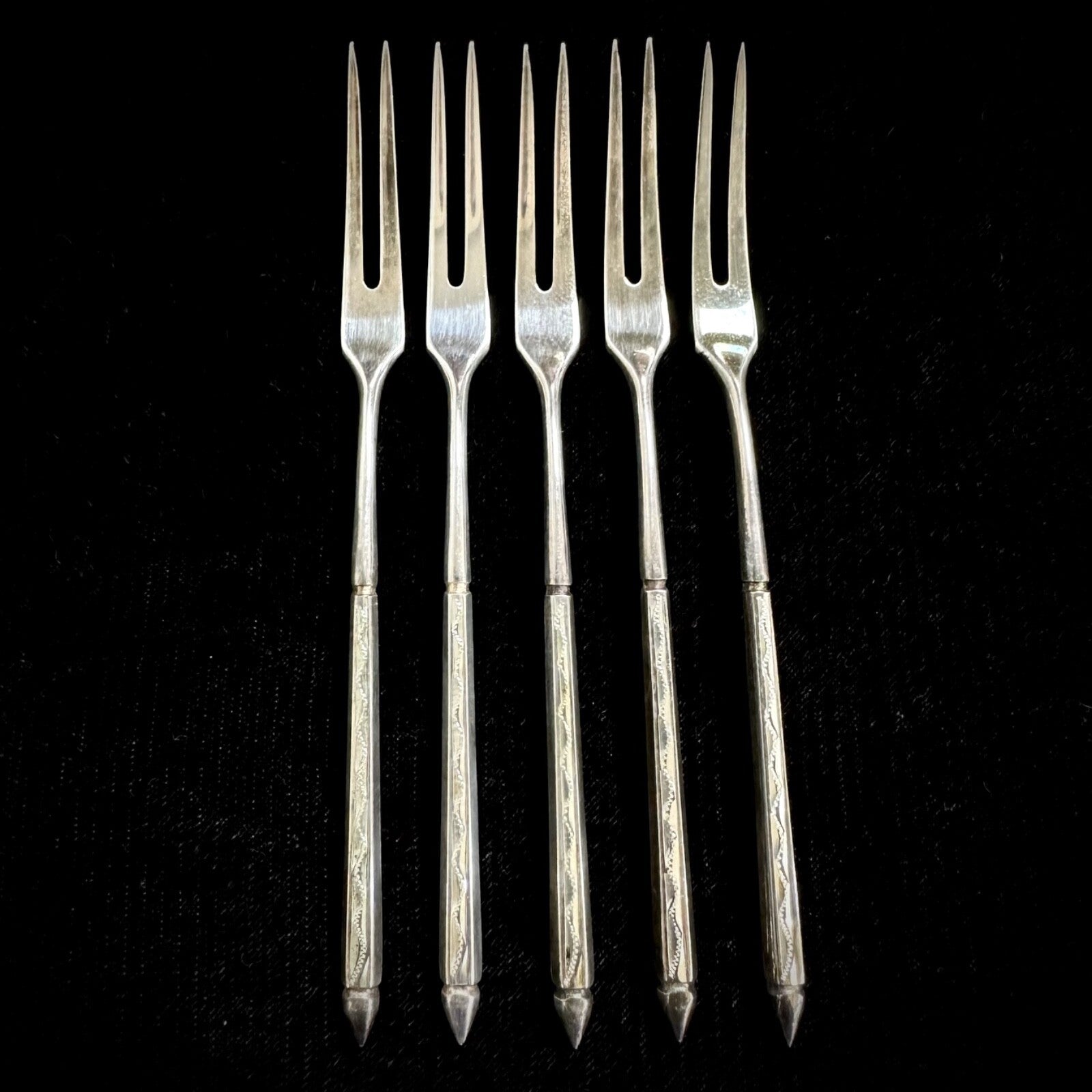  5 Sterling Silver Two Tine Olive Forks