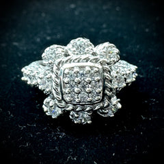 Judith Ripka Sterling Silver Cubic Zirconia Cluster Ring Size 6