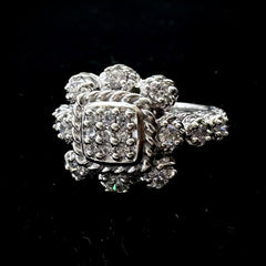 Judith Ripka Sterling Silver Cubic Zirconia Cluster Ring Size 6
