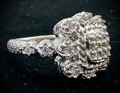 Judith Ripka Sterling Silver Cubic Zirconia Cluster Ring Size 6