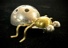 Mexico TAXCO TC-254 Vintage Sterling Silver Brass & Enamel Ladybug Brooch Pin