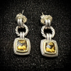 David Yurman Sterling Silver & 18K Gold Citrine Renaissance Dangle/Drop Earrings
