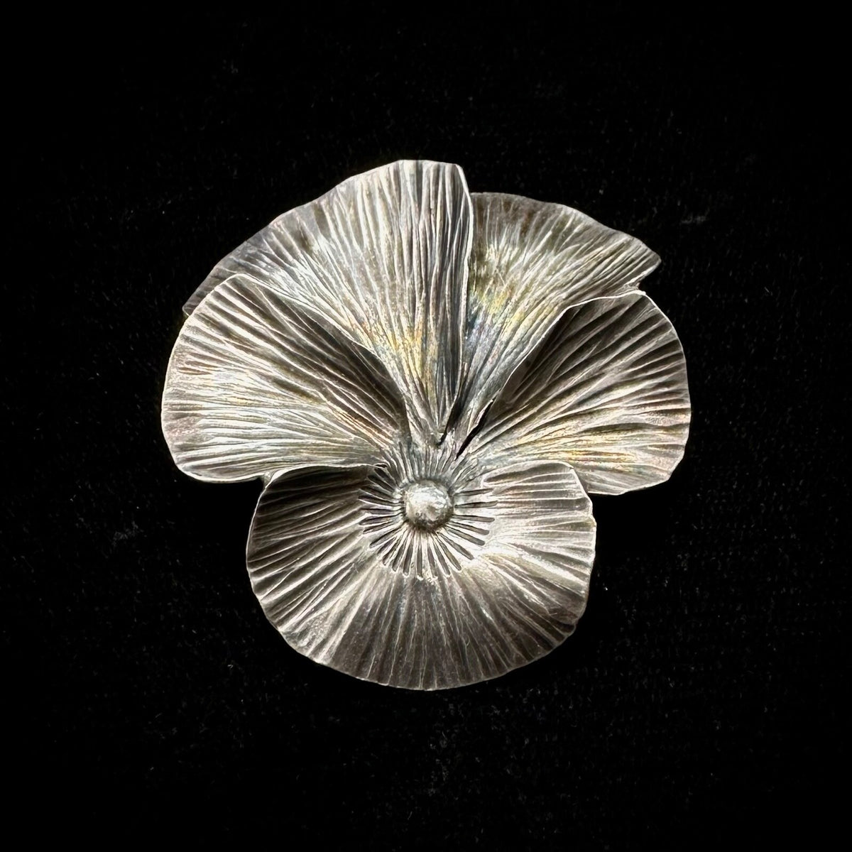 Vintage NUE Sterling Silver Floral Leaf Brooch Pin
