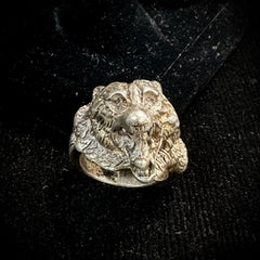 Vintage Sterling Silver 3D Wolf Ring Size 6.75