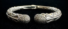 Thailand Sterling Silver Marcasite Cuff Bracelet Bangle 6.75"
