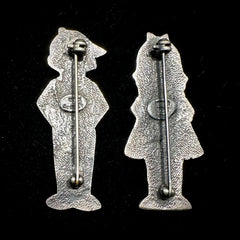 Mexico Vintage Sterling Silver Boy & Girl Brooch Pins