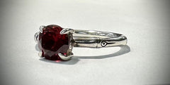John Hardy Sterling Silver Batu Bamboo Slim Garnet Ring Size 7
