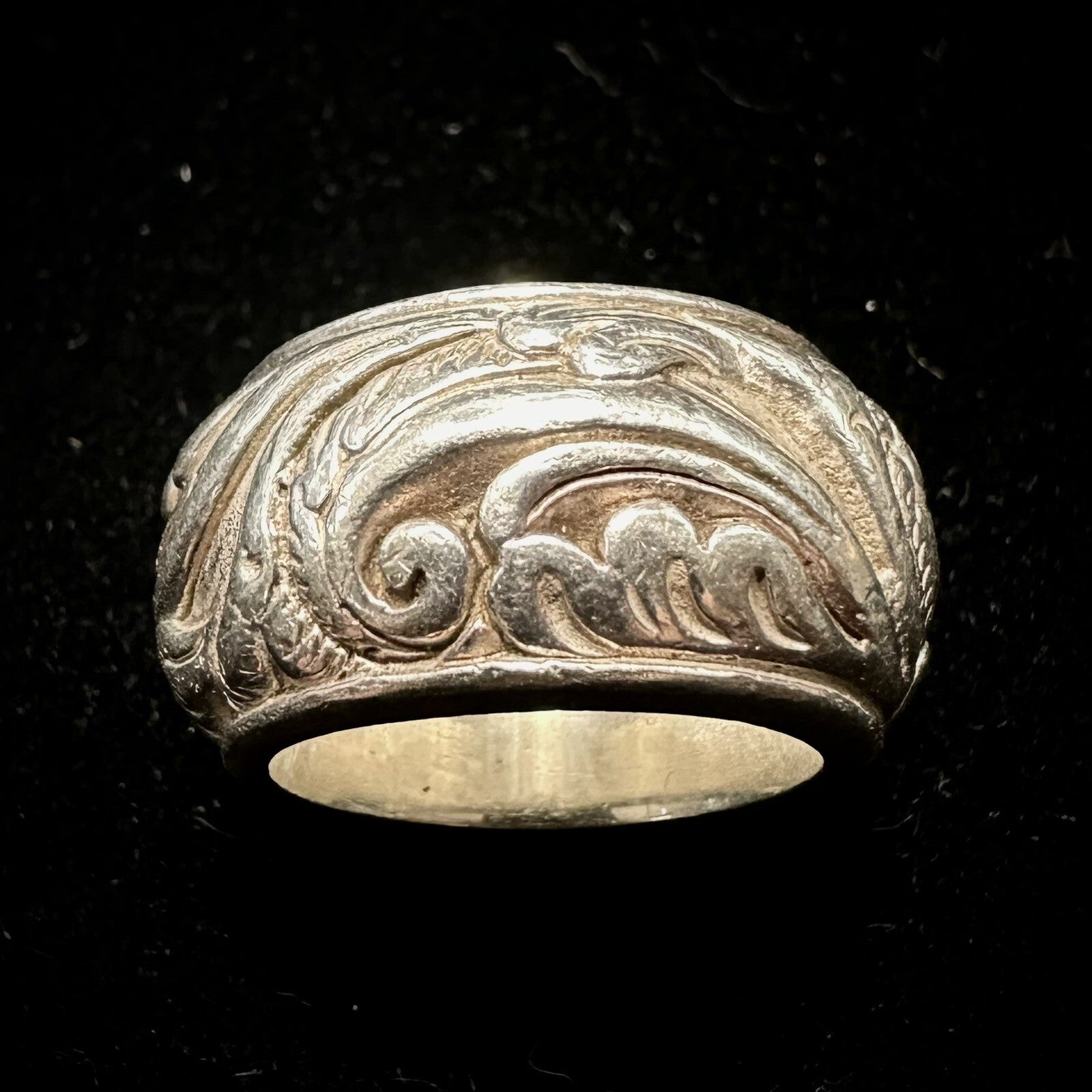 925 BA Vintage Sterling Silver Baroque Style Heavy Ring Size 5.5
