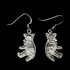 Vintage Sterling Silver Teddy Bear Dangle Hook Earrings