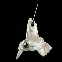 Fred Guerro Vintage Sterling Silver Navajo Bird Brooch/Pin With Turquoise