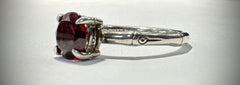 John Hardy Sterling Silver Batu Bamboo Slim Garnet Ring Size 7