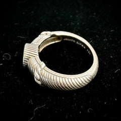 Judith Ripka Sterling Silver Blue Stone Twisted Band Ring Size 7.75
