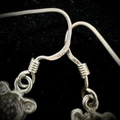 Vintage Sterling Silver Teddy Bear Dangle Hook Earrings