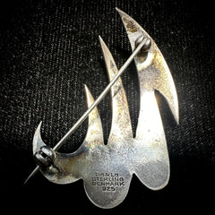 Ra & La Rasmussen and Lassen Vintage Sterling Silver Modernist Wave Brooch Pin