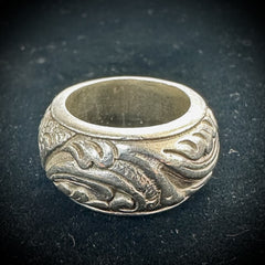 925 BA Vintage Sterling Silver Baroque Style Heavy Ring Size 5.5