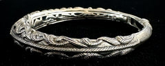 Thailand Sterling Silver Marcasite Cuff Bracelet Bangle 6.75"
