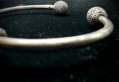 Pandora Moments Sterling Silver 4 Charm Cubic Zirconia Open Bangle Bracelet