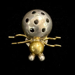 Mexico TAXCO TC-254 Vintage Sterling Silver Brass & Enamel Ladybug Brooch Pin