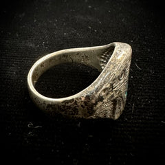 Vintage Sterling Silver Navajo Bald Eagle Crushed Turquoise Inlay Ring Size 10