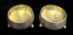 Tiffany & Co. Makers Antique Sterling Silver Pair Of Ball Footed Salt Cellars