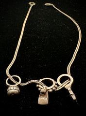 Lisa Jenks Vintage Sterling Silver 3 Charm Franco Necklace 16.5"
