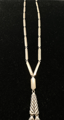David Yurman Sterling Silver Chevron Stax Fringe Pendant Necklace w/Diamonds 26"