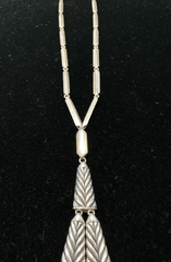 David Yurman Sterling Silver Chevron Stax Fringe Pendant Necklace w/Diamonds 26"