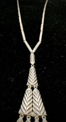 David Yurman Sterling Silver Chevron Stax Fringe Pendant Necklace w/Diamonds 26"