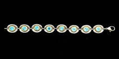 Robert Lee Morris Sterling Silver & 18k Yellow Gold Bracelet Blue Topaz 7.5"