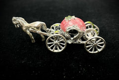 Vintage 800 Silver Miniature Moveable Cinderella's Pumpkin Horse & Carriage