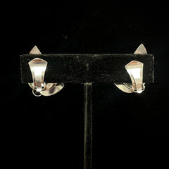 Vintage Denmark N.E. From 925 Sterling Silver Modernist Leaves Ear-clips