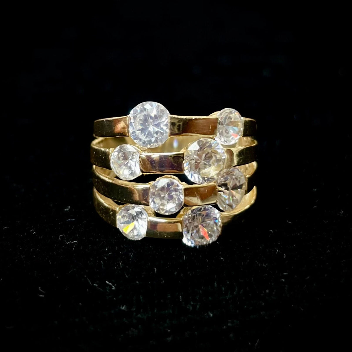 Mr Silverware Thailand FAS Gold Plated Sterling Silver Ring With Cubic Zirconias - Size 6