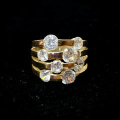 Mr Silverware Thailand FAS Gold Plated Sterling Silver Ring With Cubic Zirconias - Size 6