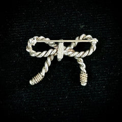 Tiffany & Co. Sterling Silver & 14k Yellow Gold Rope Bow Brooch Pin