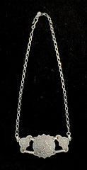 AYGÜL Turkey Vintage Sterling Silver Etched Panel Chain Necklace/Choker