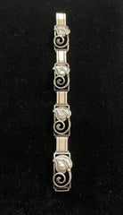 Denmark Vintage Sterling Silver Leaf Bracelet 7"
