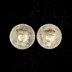 Vintage Dutch Delft Porcelain Windmill 835 Silver Clip Back Earrings