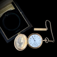 E.Howard Antique 17 Jewel Gold Filled Pocket Watch w/Chain, Belt Loop, Box, COA