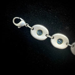 Robert Lee Morris Sterling Silver & 18k Yellow Gold Bracelet Blue Topaz 7.5"