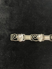 Denmark Vintage Sterling Silver Leaf Bracelet 7"
