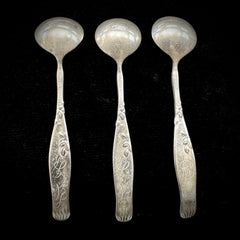 Vine By Tiffany & Co. Set of Three Antique Sterling Silver Salt Spoons
