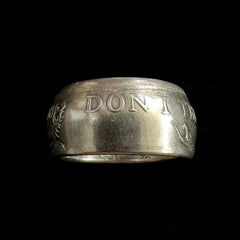 Don't Tread On Me .999 Fine Silver Handcrafted Coin Ring Size 10.5