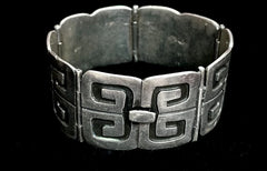 Vintage Sterling Silver Wide Panel Bracelet 7.5"