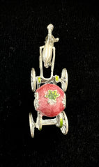 Vintage 800 Silver Miniature Moveable Cinderella's Pumpkin Horse & Carriage