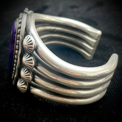Jeanette Dale Vintage Sterling Silver Cuff Bangle Bracelet With Charoite