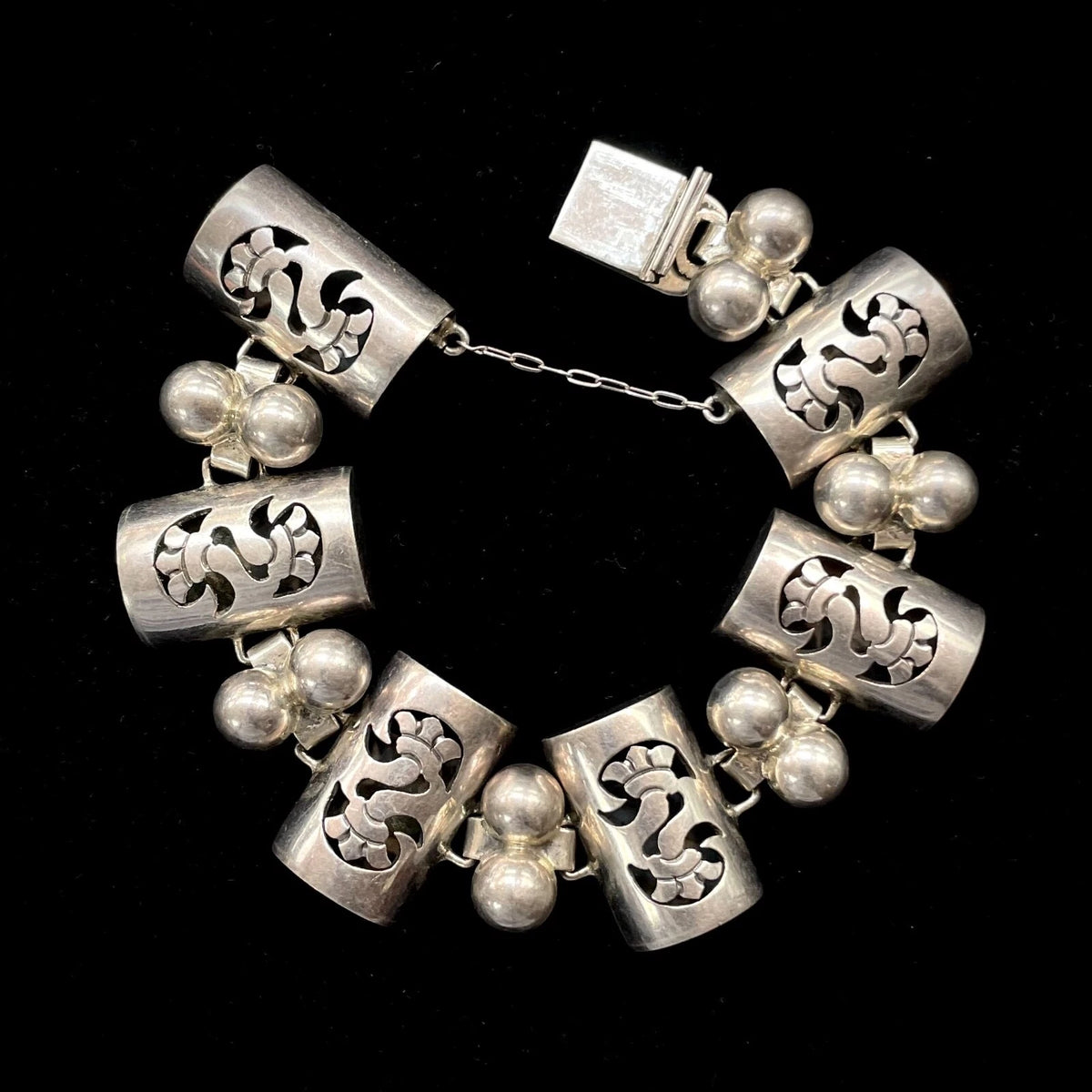 Mexico Taxco Vintage TP-110 Sterling Silver Panel Link Bracelet
