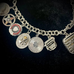 Vintage 12 Charm Sterling Silver Charm Bracelet 8"