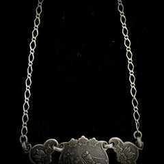 AYGÜL Turkey Vintage Sterling Silver Etched Panel Chain Necklace/Choker