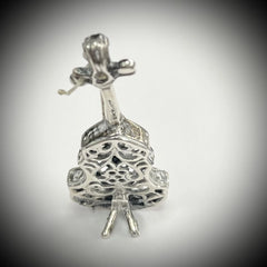 Vintage Sterling Silver Filigree Miniature Standing Guitar/Bass/Violin & Strings